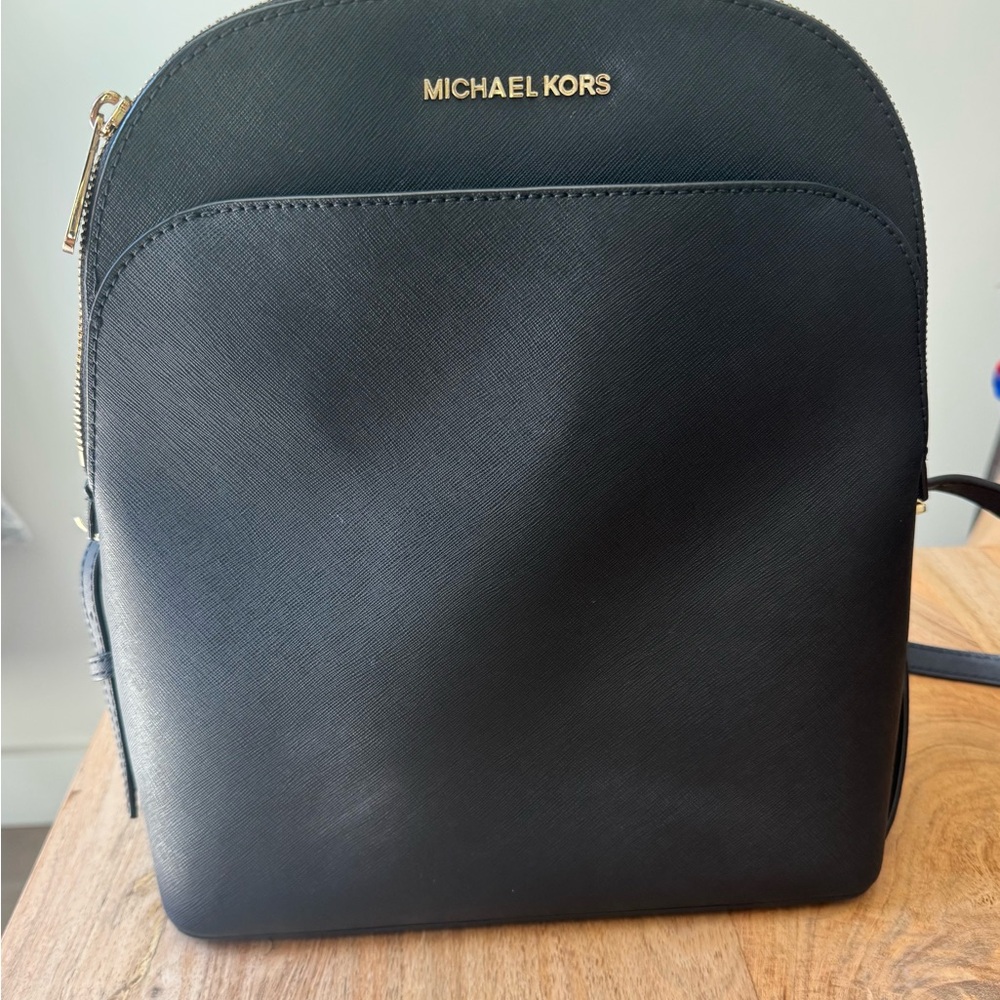 Michael Kors Black Backpack with Gold Accents